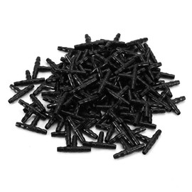 Yosoo 100pcs Irrigation Barb Hose T-shaped Hose Barb Fitting Irrigation Pipe Barb Water Hose Connector 4/7mm Hose Fit Brass Gold Tone Black 35mm Length 20mm Height
