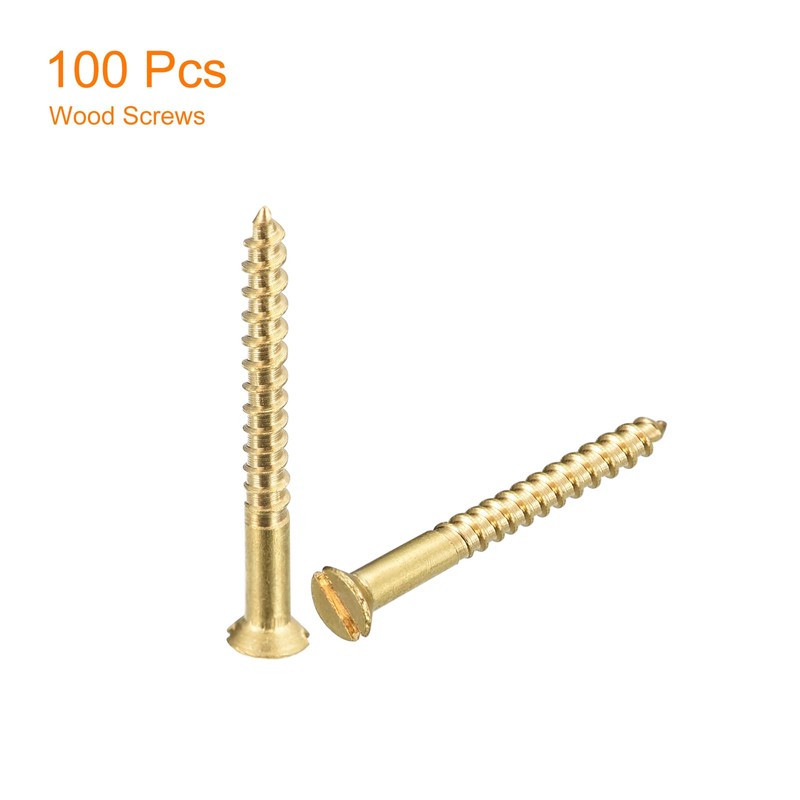 sourcing map Pack of 100 Brass Wood Screws M2 x