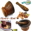 Kurokmai Thai Cooking Somtam Wooden Spice Ball Set Small Mortar