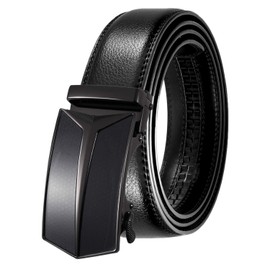 JINIU Men's leather Slide Ratchet Belt Casual with Automatic Buckle For Men Dress Pant Shirt Micro Adjustable Trim To Fit Everywhere KT9