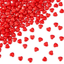 DICOSMETIC Pack of 200 Acrylic Heart Beads, 10 mm, Love Heart Beads, Red Heart-Shaped Pony Beads, Mini Heart Spacer Beads for Valentine's Day, Mother's Day, Jewellery Making, Bore: 2 mm