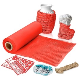 Apq Supply Red Honeycomb Packing Paper, 15x100 Feet Roll, Perforated for Moving Breakables