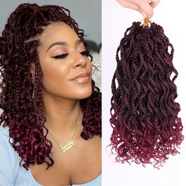 10 Inch Curly Crochet Hair for Black Women Red Bug mix Black Locs Crochet Hair Box Braids Crochet Hair Curly C0ochet Box Braids Hair Extensions Tbug