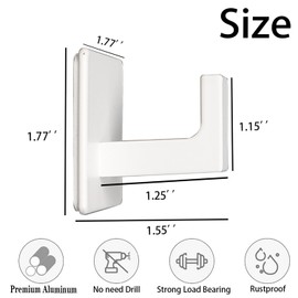 Vanloory Bath Towel Hooks, 6 Pack Self Adhesive Square Coat Hooks, Sturdy No Drilling Robe Hook, Heavy Duty Aluminum Clothes Hanger, Wall Hooks for Bathroom Bedroom Kitchen (2 in, White)