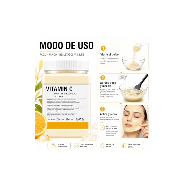 Mascarilla Jelly Peel-Off con Vitamina C 650 g para Rostro