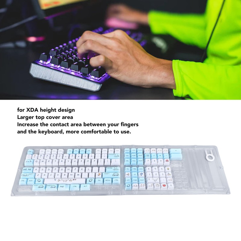 129 Keys Keycaps for XDA Height Accurate Keystrokes Blue White
