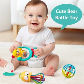 iPlay, iLearn Baby Rattle Toys for 6-12 Months, Infant High Chair Toys w/Suction Cup, Ball Rattle for 6-9 Months, Must Haves Essentials Gifts for 9-12, 12-18 Month Old, 1 Year Old Girls Boys Toddlers