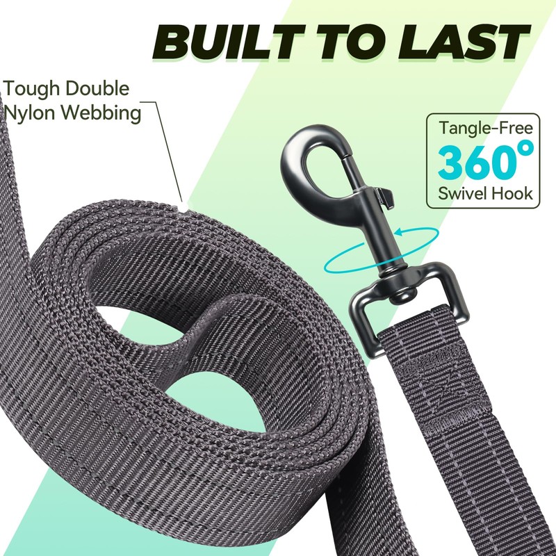 VIVAGLORY Twingrip Dog Leash, Double Handle Dog Leash for Training