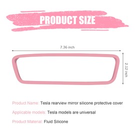 Zikefest Rear View Mirror Protector Frame, Silicone Auto Rearview Edge Protective Cover Decorations, Compatible with Model 3 and Y, Auto Interior Decorations Accessories (Pink)