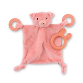 Bella Tunno Happy Teether and Buddy – Soft, Plush Animal Baby Lovey and Easy Grip Baby Teether Toy for Baby Teething Relief and Comfort (Bunny Teether and Lovey)