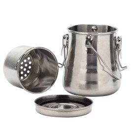 Paint Brush Washer, YolieraArt Stainless Steel Paintbrush Cleaner for Oil Painting，Portable Artist Oilpaint Brush Washing Bucket with Lid and Filter Screen (L: 4.33x3.82 Inch)