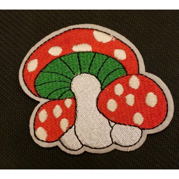 Unbranded 3 Red & White Mushrooms Iron-On Sew-On Embroidered Patch