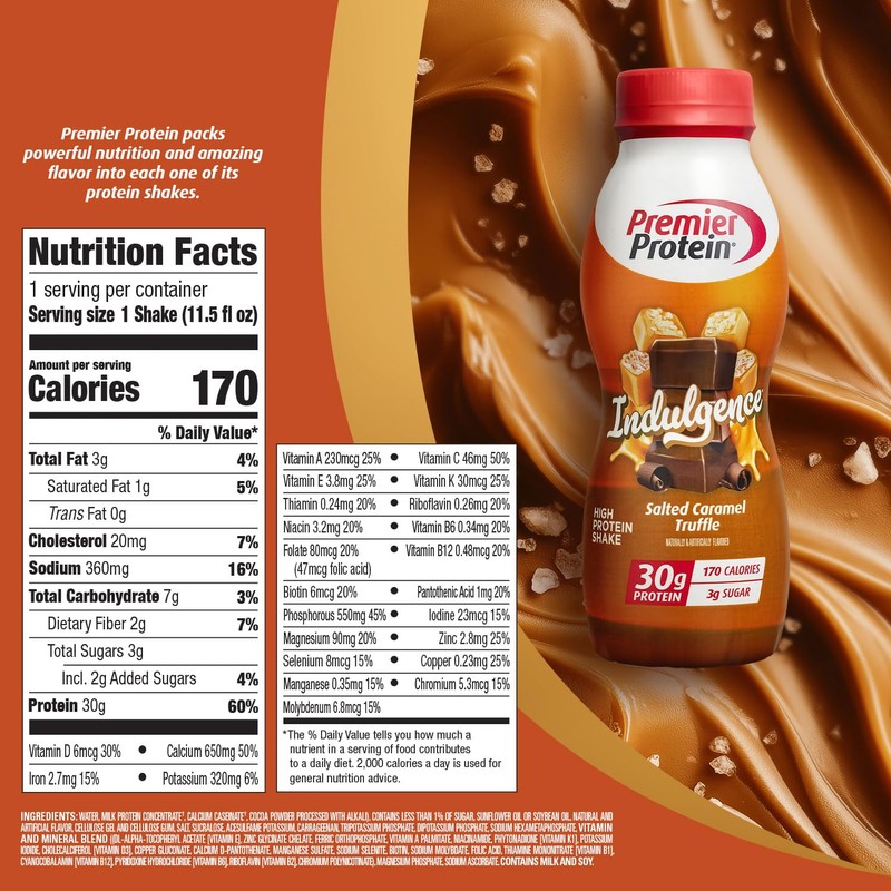 Premier Protein Shake INDULGENCE, Salted Caramel Truffle, 30g Protein, 170