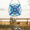 Round Geometric Blue Stained Glass Window Hanging Panel Light Catcher