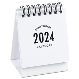 Mini Desk Calendar 2024-2025 - January 2024 until June 2025 Small Desktop Calendar Mini Daily Schedule Thick Paper Twin-Wire Binding with Stickers for Home Office School (Mini white)