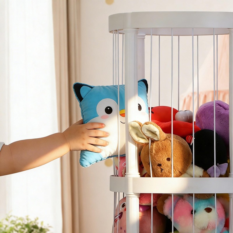 52 Inch 3 Tier Round Plush Stuffed Animal Storage Rack