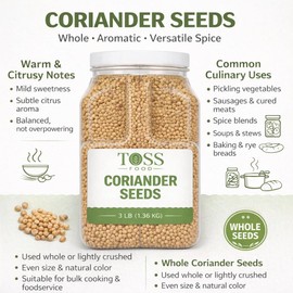Gourmet Coriander Seed Whole 3 Pounds Bulk - Coriander Seeds For Cooking and Food Flavoring - Mediterranean Cuisine - Semilla de Cilantro - Vegan, Gluten Free