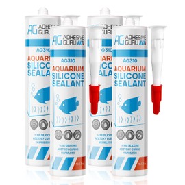 Aquarium Silicone Sealant Clear (4x10.5 floz) 100% Silicone, Waterproof Aquarium Safe, Non-Toxic Fish Tank Glue, Solvent Free, Rapid Curing, Strong Adhesion, Transparent, 4 Pack