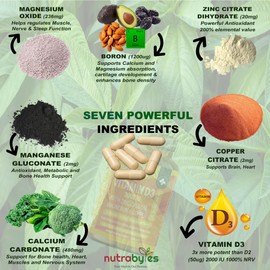 Vegan Vitamin D3 2000iu with Magnesium Calcium & Zinc Supplement, Advanced Immunity Support, Strong Bones & Teeth, Muscle Recovery, Sleep Better,180 Vegan Capsules, 3 Months Supply, UK Nutrabytes