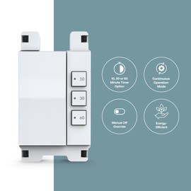 Simple Timer Switch by Deako, 10-30-60 Minute Countdown, Single Pole, Neutral Wire Required, White