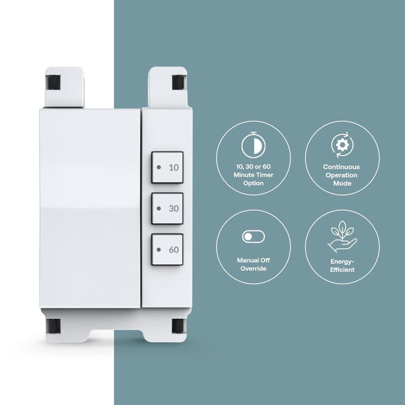 Simple Timer Switch by Deako, 10-30-60 Minute Countdown, Single Pole,