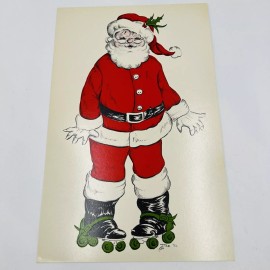 Vtg Lois Jean Wortham Santa Rolling Skates Christmas 1972 Blank Post Card 7X11