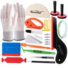 NEWISHTOOL Vinyl Wrap Tool Kit Window Tint Tools Car Wrap Kit Includes Magnet Holders, Knife Tape, Window Tint Squeegee, Vinyl Squeegee & Wrap Knife Blades for PPF, Car Wrapping Installing