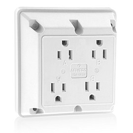 Leviton 15 Amp, 125 Volt, Industrial Series Extra Heavy Duty Grade, 4-In-1 Receptacle, Straight Blade, Grounding, 1254-W, White