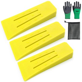 Cutting Wedges, Forestry Use, Set of 3, Plastic Wedges, For Cutting Wood, Gloves, Storage Bag Included, Chainsaw Accessories (Yellow)