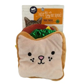 Whisker City Cat Toy Treat Puzzle with Catnip. 5 x 5 Inches Square Toy/Crinkles.