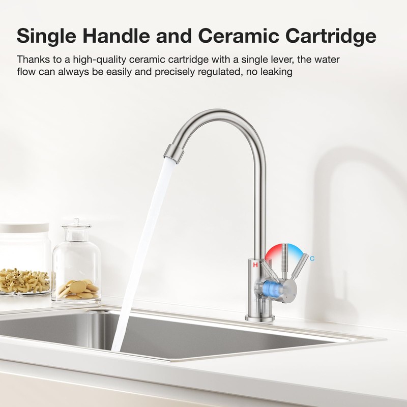 Faustina Kitchen Sink Mixer Tap Single Lever Mixer Tap High
