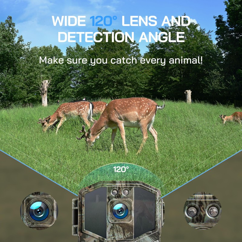 WOLFANG Wildlife Camera 64MP 4K HD, WiFi Bluetooth Trail Camera,