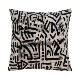 Homeroots Black And White Abstract Velvet Throw Pillow
