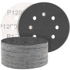 STEBRUAM Pack of 50 Silicon Carbide Sandpaper 125 mm Velcro 1200 Grit Professional 125 Round 8 Hole Wet and Dry Sanding Disc, Best for Metal Cars