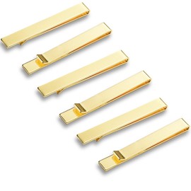 6 Pack Men Tie Clips, Tie Clip-Skinny Tie Bar for Men, Copper Material Tie Pin Skinny Tie Clasp Classic Necktie Bar Clip Silver Tie Pin Set for Business Wedding Meeting Party and Daily Life (Gold)