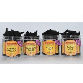 Nature's Enlightenment Sample Pack 8 pc Backflow Wildberry Incense Cone Pack - 2 of Each Scent: Ocean Wind, Fizzy Pop, Dragon's Blood, Cherry Vanilla