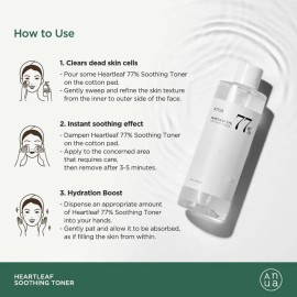 ANUA Heartleaf 77 Tnico Calmante PHA para exfoliar y eliminar piel muerta - De uso diario y pH 5.5 250ml                                              