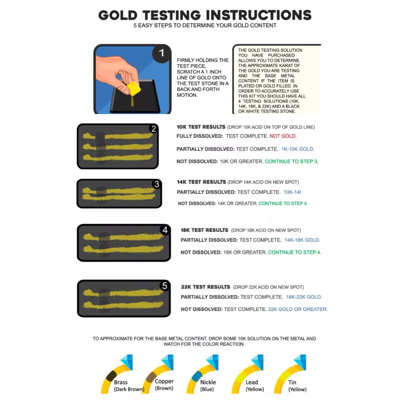 JSP Set of 3 Gold Jewelry Testing 22K 24K Test