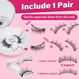 PRO Magnetic Eyelashes Long Lasting Reusable With Applicator Magnetic Lashes Natural Look No Glue Needed Easy To Wear 5 magnet points Stronger&Suitable for Eye Shape (1Pair,Vibrant)