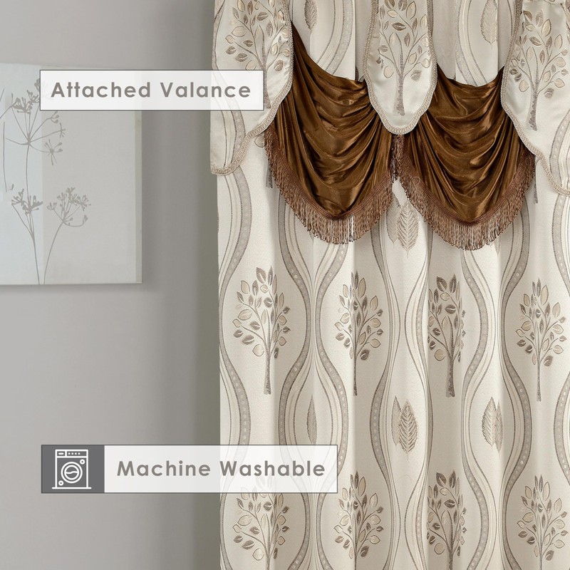 Elegant Comfort Luxurious Beautiful Curtain Panel Set with Attached Valance