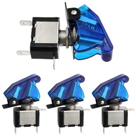 Aracombie 5 Pcs 12V 20A Light Toggle Switch Cover,Switch Toggle Guard with Safety Cover Blue SPST Toggle Switch for Car Boat Truck Airplan