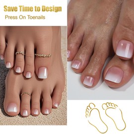 False Toenails, Gradient Natural Artificial Toenails for Sticking, Full Cover Toe Nails Tips for Women, 12 Sizes, Pack of 120 (Nude Pink Gradient)