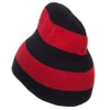 Striped Knit Short Beanie - Black Red OSFM