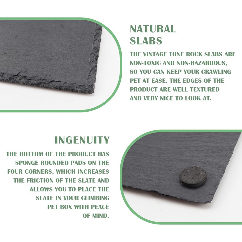 ZJIVQO Reptile Basking Platform Slate,Reptile Feeder Rock Plate,Snake Breeding Tray,
