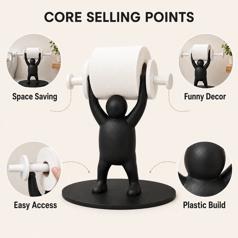 Funny Toilet Roll Holder for Bathroom - 3D Printed Fitness-Themed