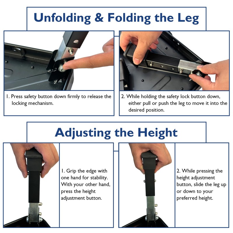 BONTEC Folding Step Stool, 3-Level Adjustable Metal Step Stool with