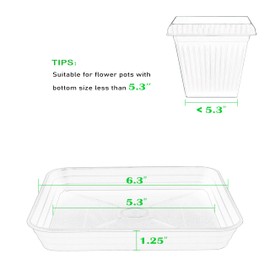 Feyvdzv Feyvdzv 4 Pack Square Plant Saucer Tray 6 inch, 6 8 10 12 14 16 18 20 inch Heavy Duty Plastic Plant Saucers for Indoors Outdoor, Flower Planter Drip Trays for Pots, Seed Starting Tray, Growing Trays