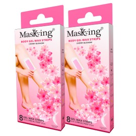 Masking Hair Removal Body Gel Wax Strip Classy and Superior Unique Hair Removal Gel Wax with Post Wipes Ideal for Legs, Underarms, and Arms for Girls and Women, 2 strips stick together ( 8 X 2 = 16