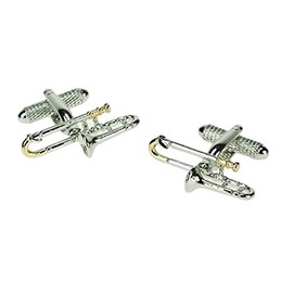 Trombone silver-plated torpedo cufflinks in padded gift box