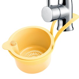 Sink Strainer Basket, Faucet Hanging Kitchen Sink Drain Strainer Basket, 2025 New Press Dumping Self-Cleaning Sink Food Catcher, Multifunctional Sink Filter Basket for Food Fruit Kitchen Tool (Yellow)